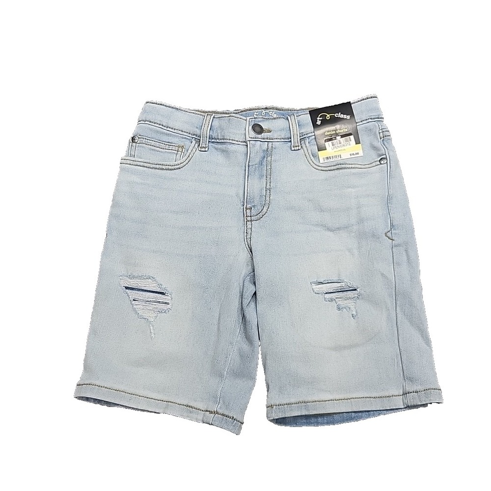 Art Class Boys Summer Destructed Bermuda Denim Shorts Size Medium 8 Blue Pockets